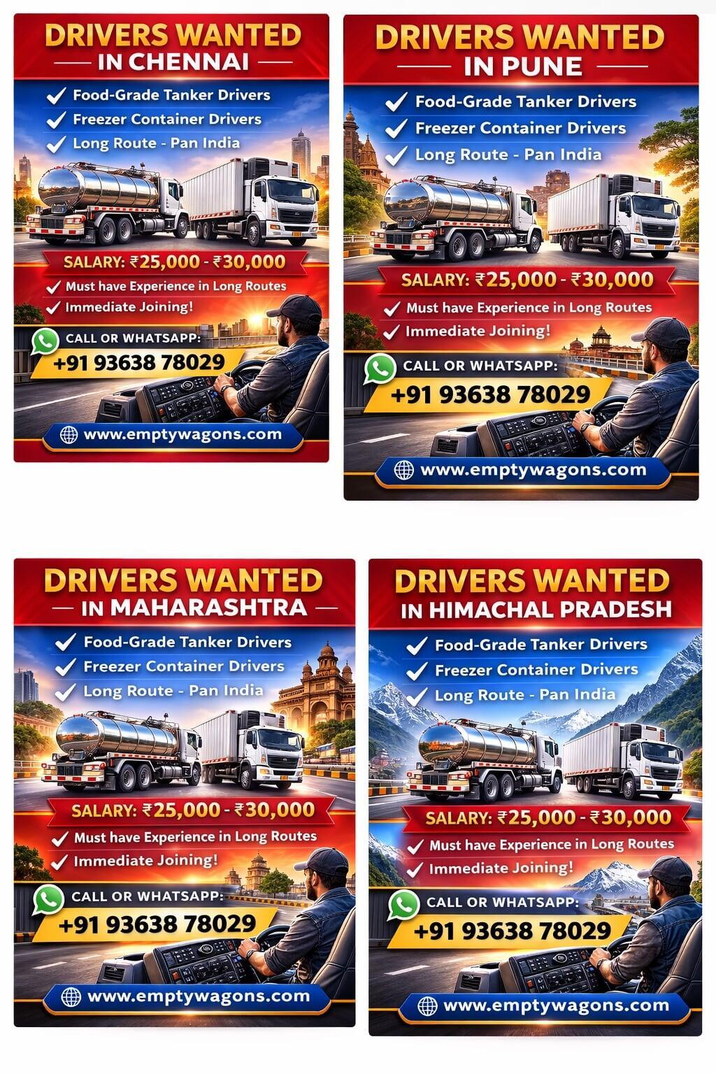 driver jobs Chennai transport company hiring drivers EmptyWagons India